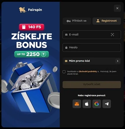 fairspin-casino-registrační-formulář